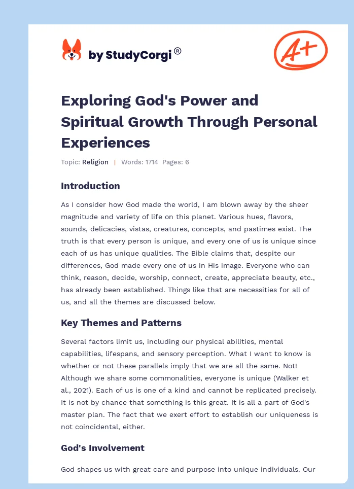 Exploring God's Power and Spiritual Growth Through Personal Experiences. Page 1