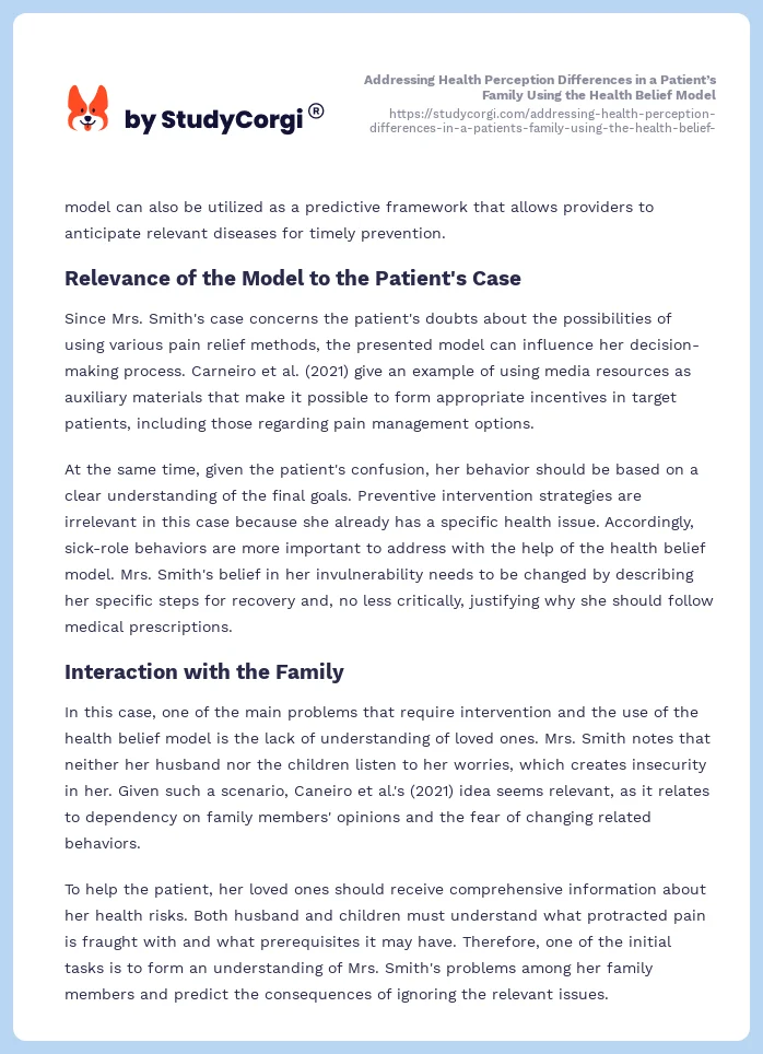 Addressing Health Perception Differences in a Patient’s Family Using the Health Belief Model. Page 2