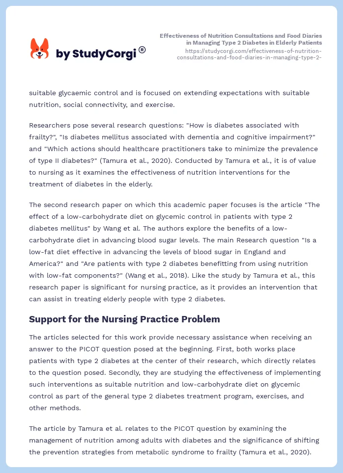 Effectiveness of Nutrition Consultations and Food Diaries in Managing Type 2 Diabetes in Elderly Patients. Page 2