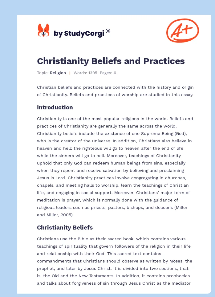 Christianity Beliefs and Practices. Page 1