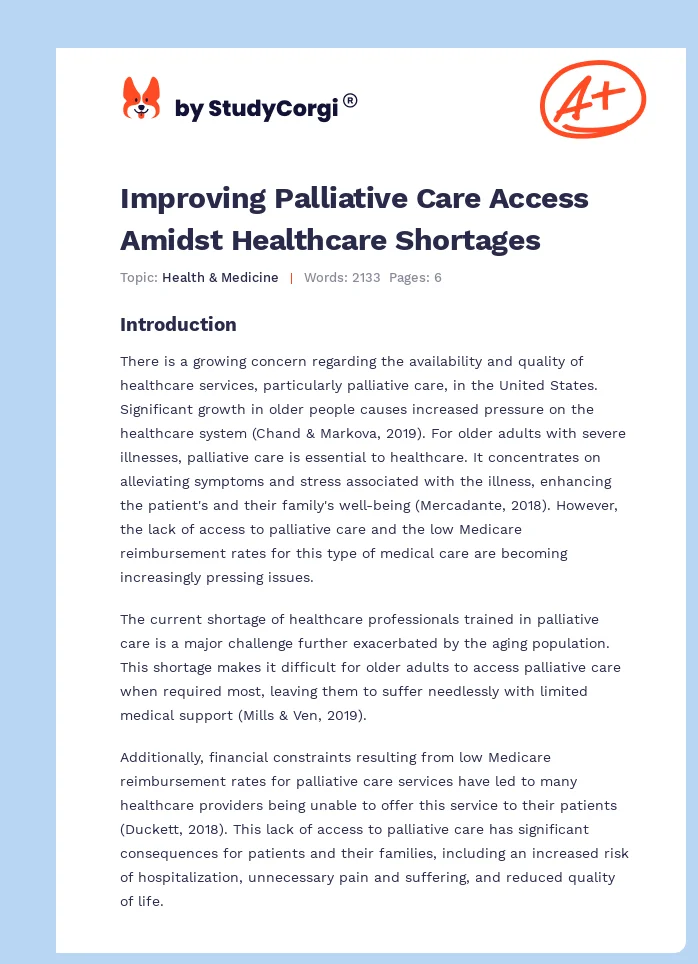 Improving Palliative Care Access Amidst Healthcare Shortages. Page 1