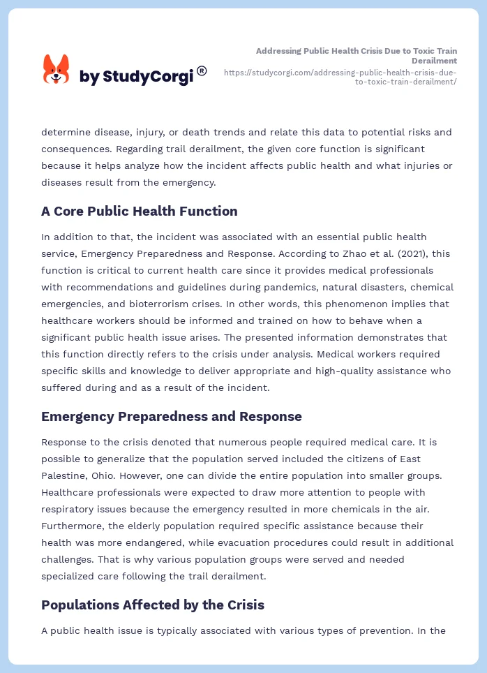 Addressing Public Health Crisis Due to Toxic Train Derailment. Page 2