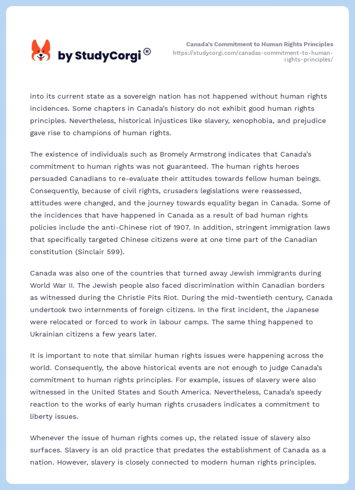 Canada’s Commitment to Human Rights Principles. Page 2