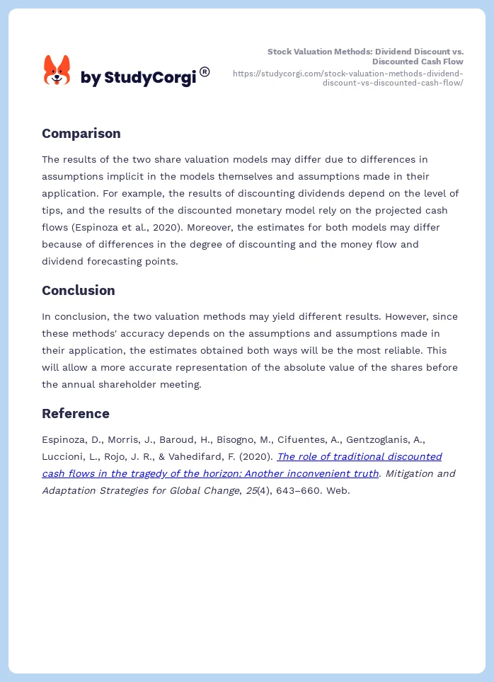 Stock Valuation Methods: Dividend Discount vs. Discounted Cash Flow. Page 2