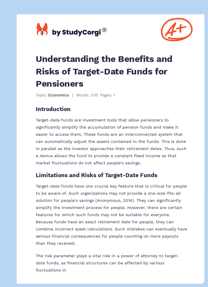 Understanding the Benefits and Risks of Target-Date Funds for Pensioners. Page 1