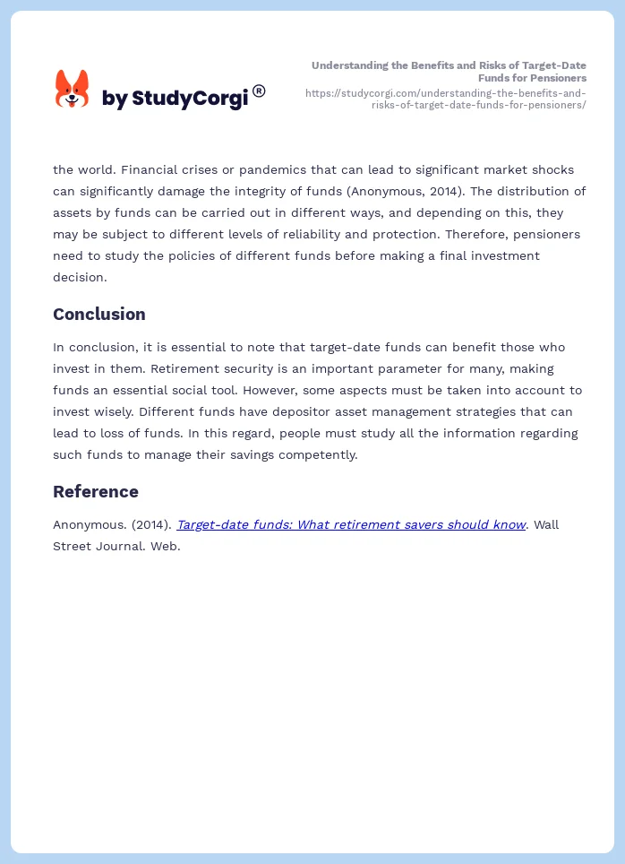 Understanding the Benefits and Risks of Target-Date Funds for Pensioners. Page 2