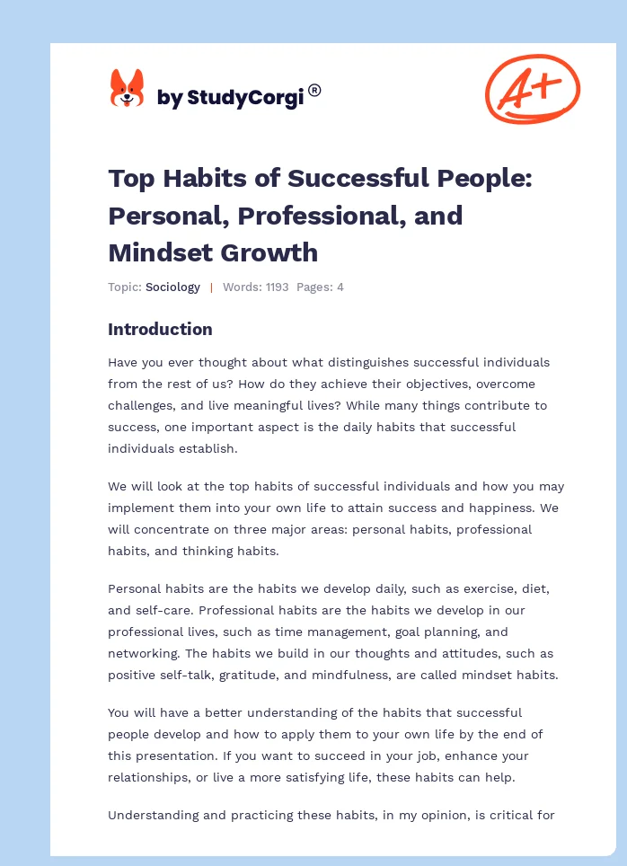 Top Habits of Successful People: Personal, Professional, and Mindset Growth. Page 1