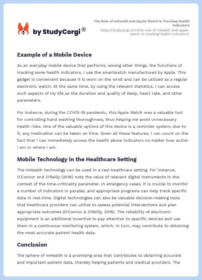 The Role of mHealth and Apple Watch in Tracking Health Indicators. Page 2