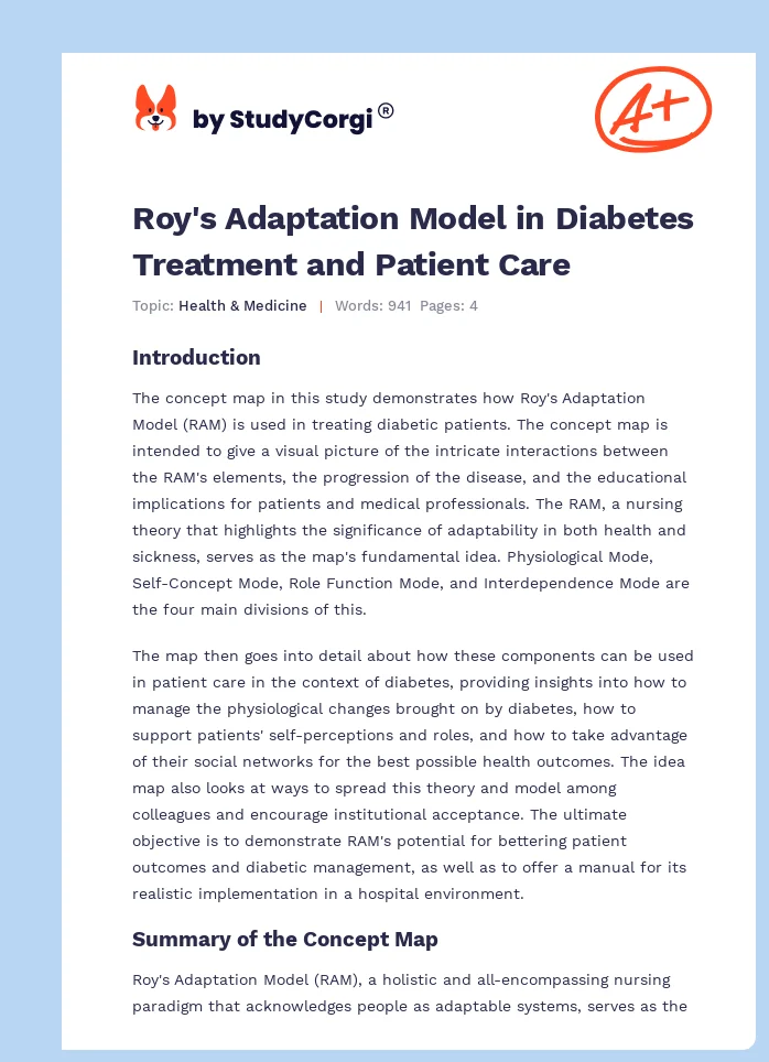 Roy's Adaptation Model in Diabetes Treatment and Patient Care. Page 1