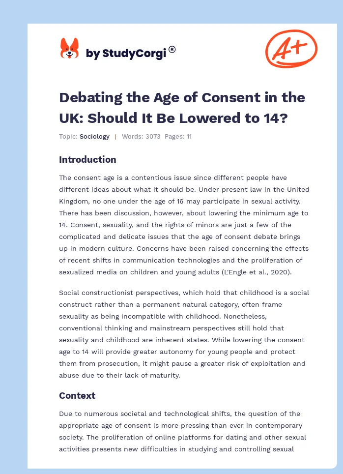 Debating the Age of Consent in the UK: Should It Be Lowered to 14?. Page 1