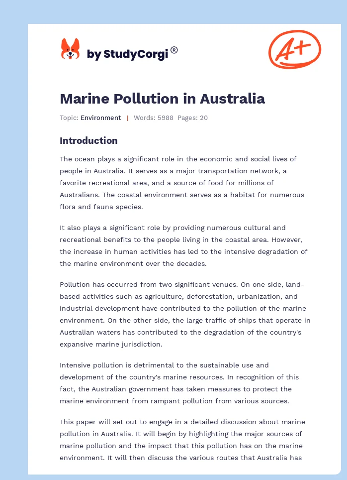 Marine Pollution in Australia. Page 1
