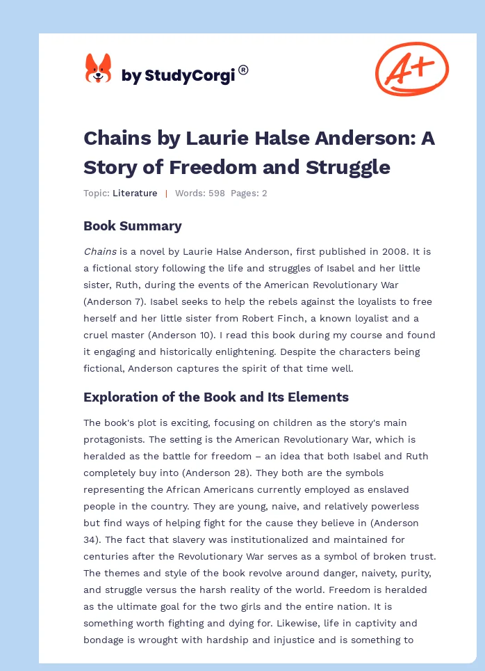 Chains by Laurie Halse Anderson: A Story of Freedom and Struggle. Page 1