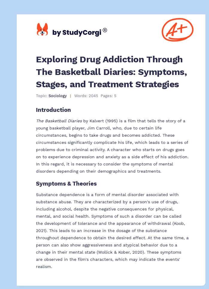 Exploring Drug Addiction Through The Basketball Diaries: Symptoms, Stages, and Treatment Strategies. Page 1