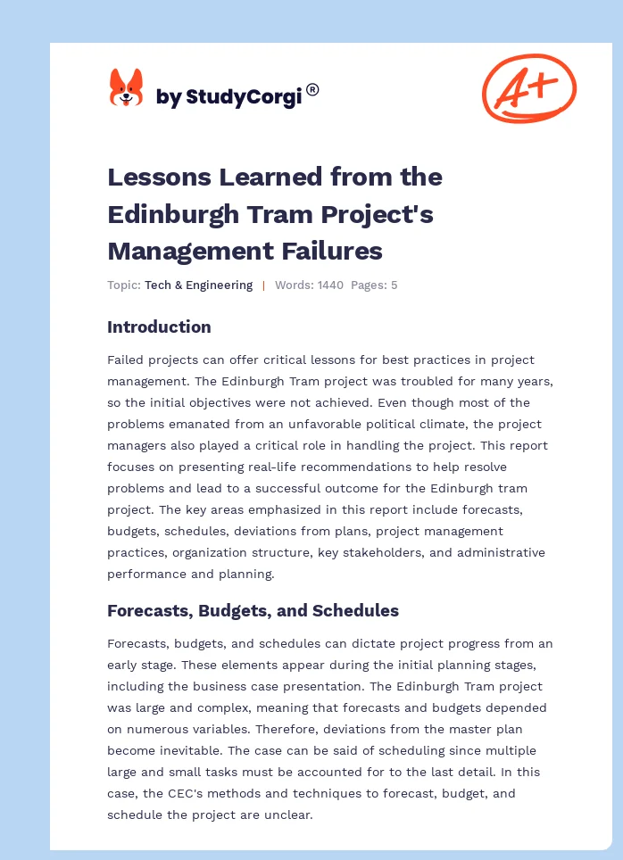 Lessons Learned from the Edinburgh Tram Project's Management Failures. Page 1