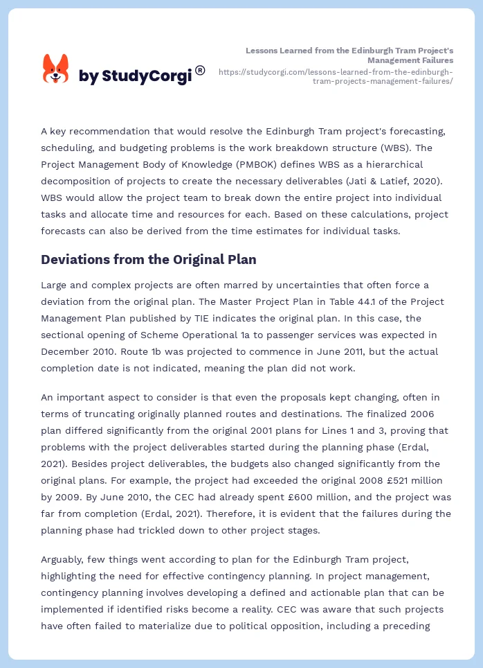 Lessons Learned from the Edinburgh Tram Project's Management Failures. Page 2