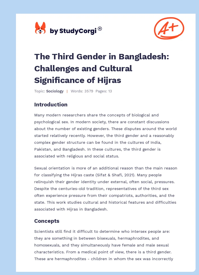 The Third Gender in Bangladesh: Challenges and Cultural Significance of Hijras. Page 1