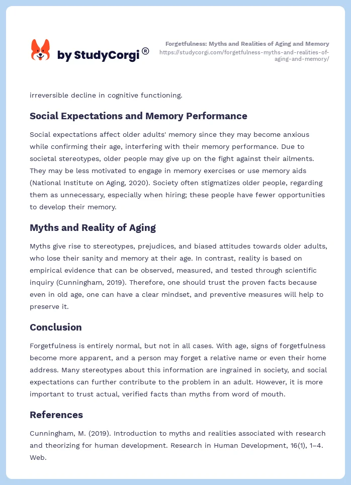 Forgetfulness: Myths and Realities of Aging and Memory. Page 2