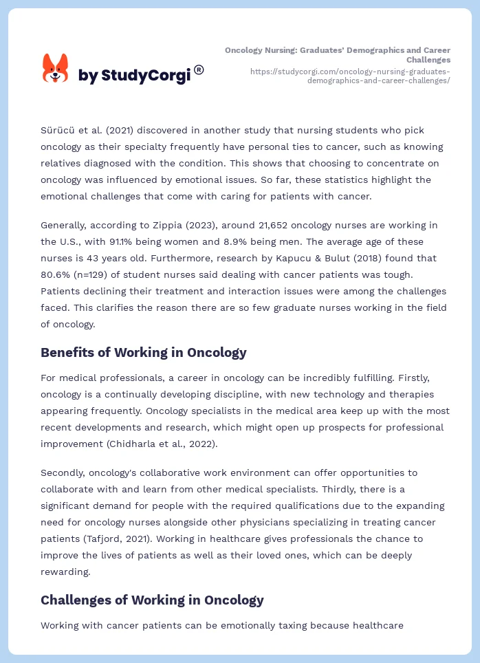 Oncology Nursing: Graduates’ Demographics and Career Challenges. Page 2