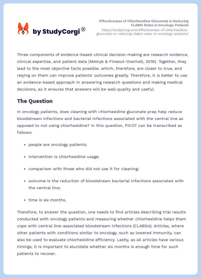 Effectiveness of Chlorhexidine Gluconate in Reducing CLABSI Rates in Oncology Patients. Page 2