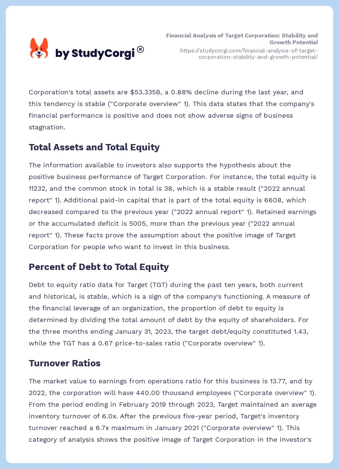 Financial Analysis of Target Corporation: Stability and Growth Potential. Page 2