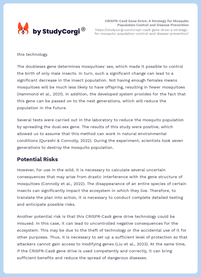 CRISPR-Cas9 Gene Drive: A Strategy for Mosquito Population Control and Disease Prevention. Page 2