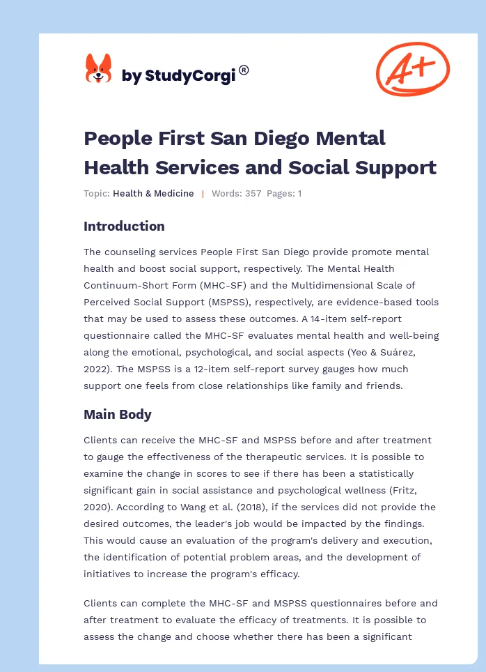 People First San Diego Mental Health Services and Social Support. Page 1