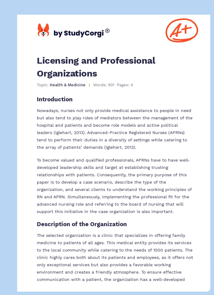 Licensing and Professional Organizations. Page 1