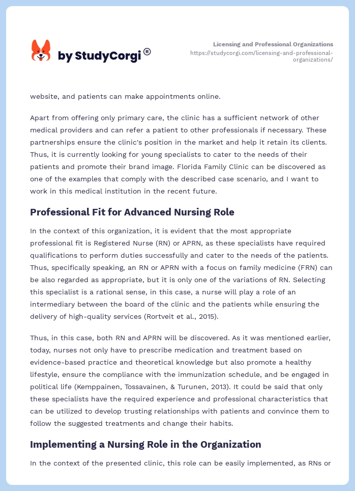 Licensing and Professional Organizations. Page 2
