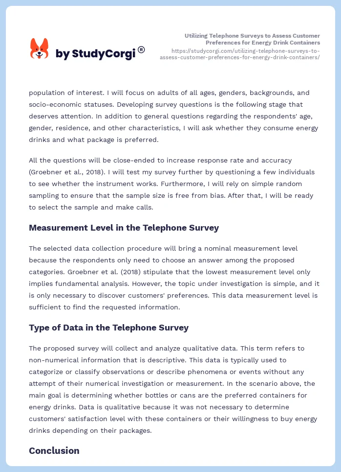 Utilizing Telephone Surveys to Assess Customer Preferences for Energy Drink Containers. Page 2