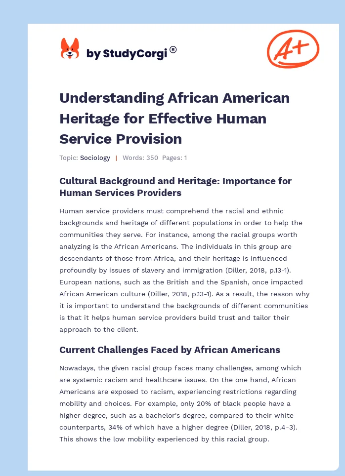 Understanding African American Heritage for Effective Human Service Provision. Page 1