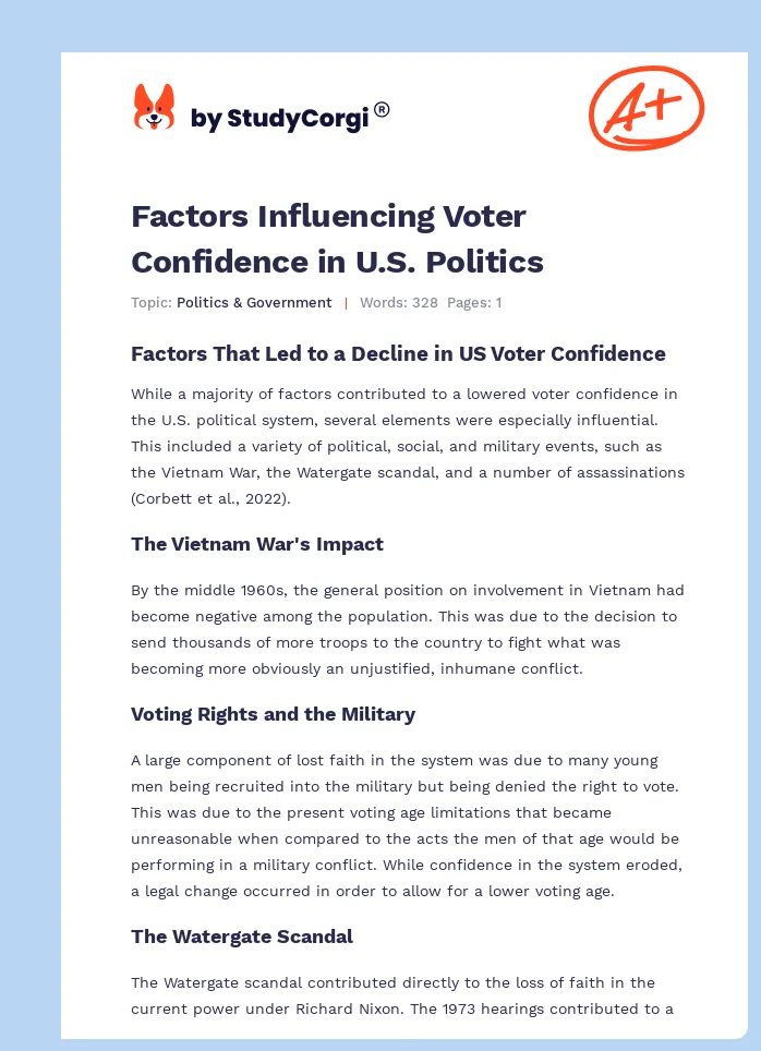 Factors Influencing Voter Confidence in U.S. Politics. Page 1