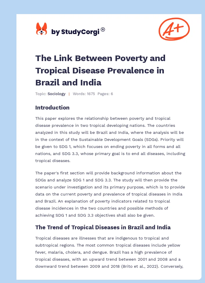 The Link Between Poverty and Tropical Disease Prevalence in Brazil and India. Page 1