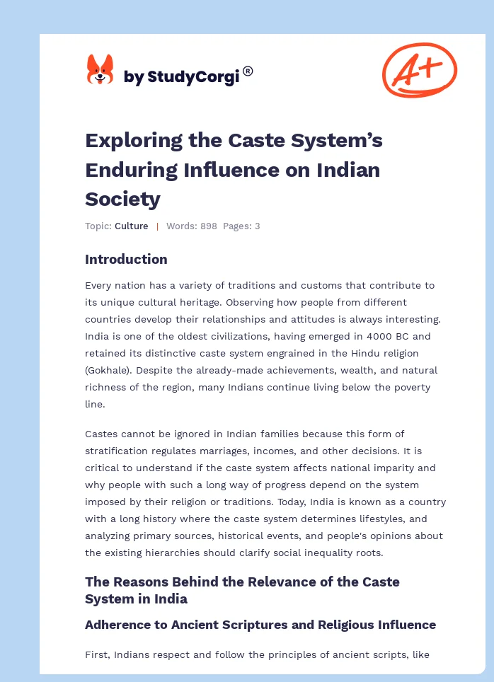 Exploring the Caste System’s Enduring Influence on Indian Society. Page 1