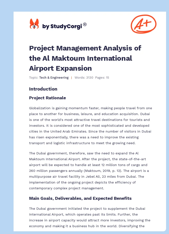 Project Management Analysis of the Al Maktoum International Airport Expansion. Page 1