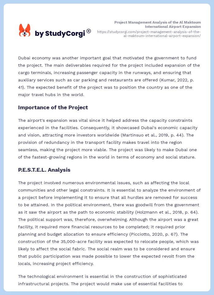 Project Management Analysis of the Al Maktoum International Airport Expansion. Page 2