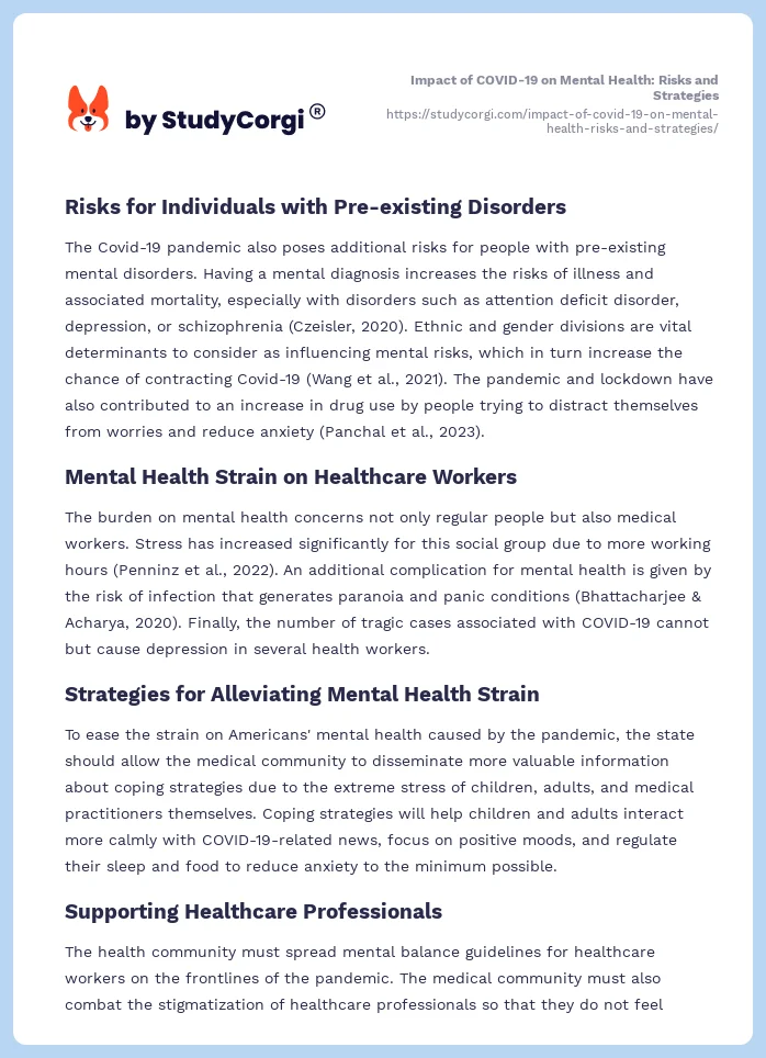 Impact of COVID-19 on Mental Health: Risks and Strategies. Page 2