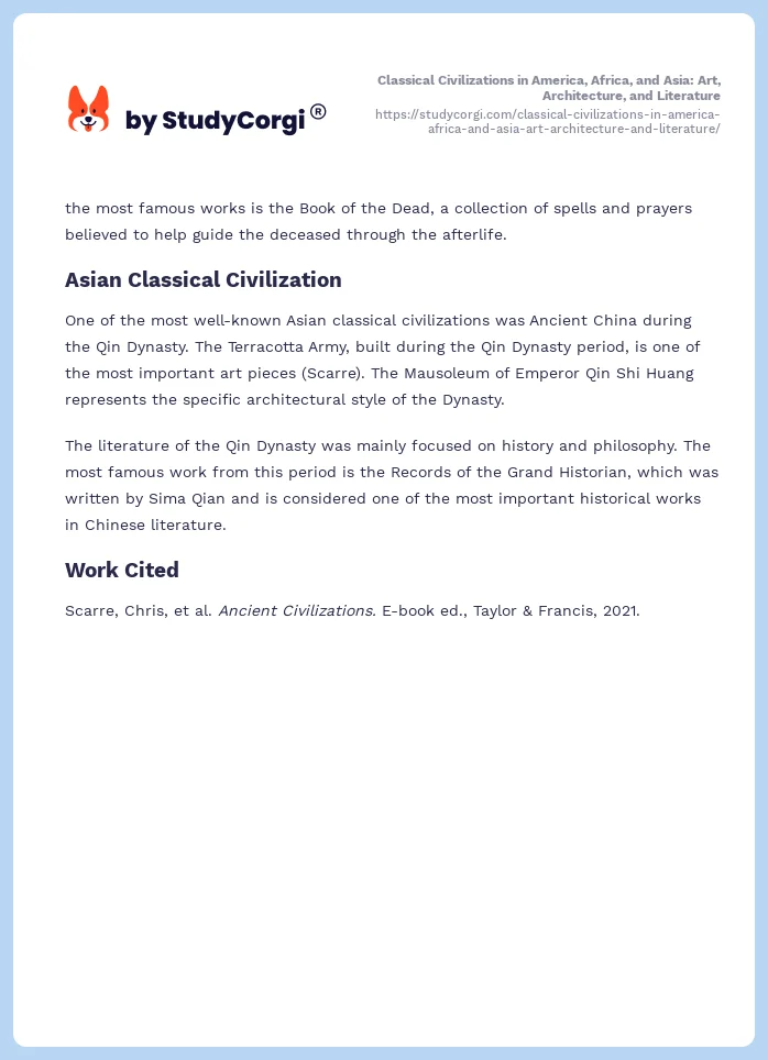 Classical Civilizations in America, Africa, and Asia: Art, Architecture, and Literature. Page 2