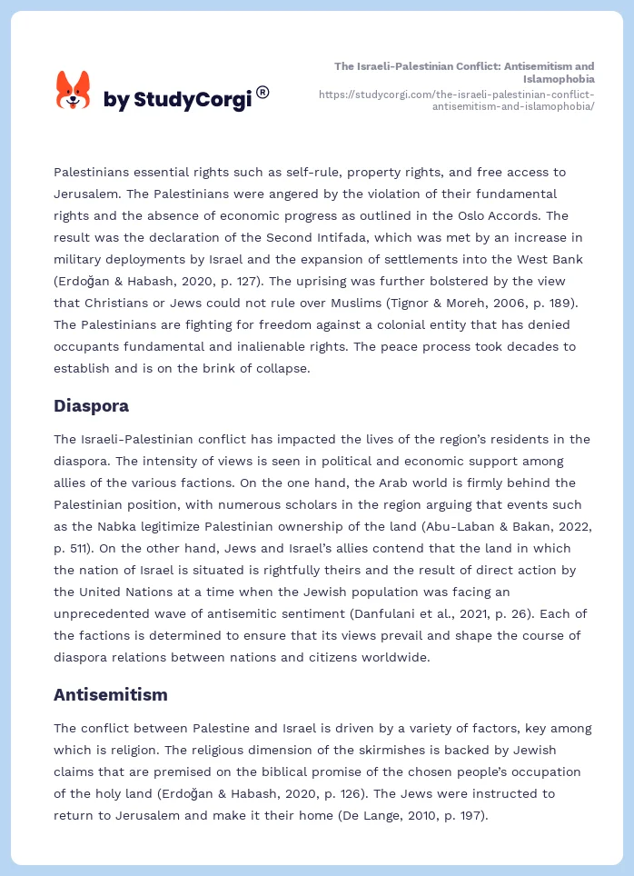 The Israeli-Palestinian Conflict: Antisemitism and Islamophobia. Page 2