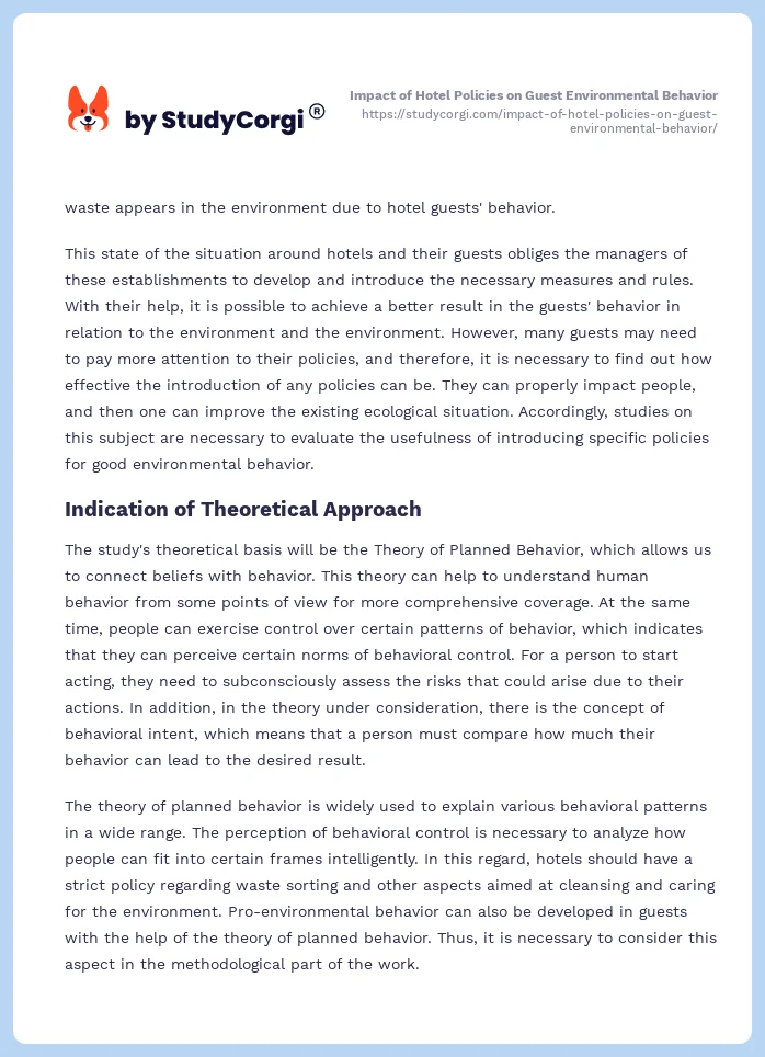 Impact of Hotel Policies on Guest Environmental Behavior. Page 2