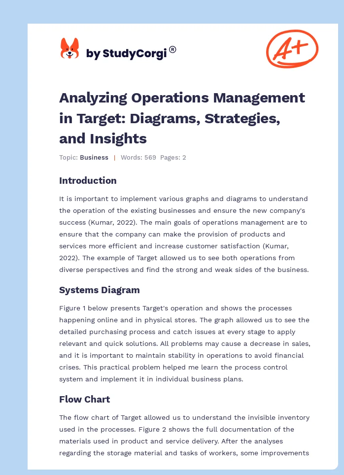 Analyzing Operations Management in Target: Diagrams, Strategies, and Insights. Page 1