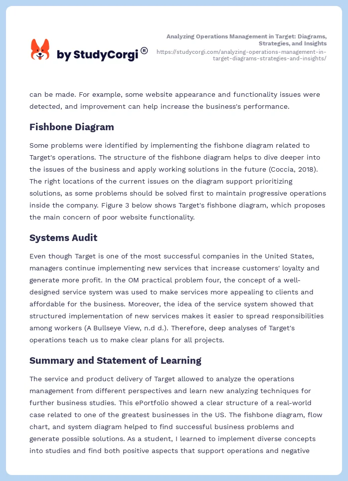 Analyzing Operations Management in Target: Diagrams, Strategies, and Insights. Page 2