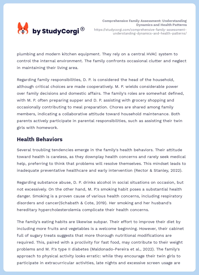 Comprehensive Family Assessment: Understanding Dynamics and Health Patterns. Page 2