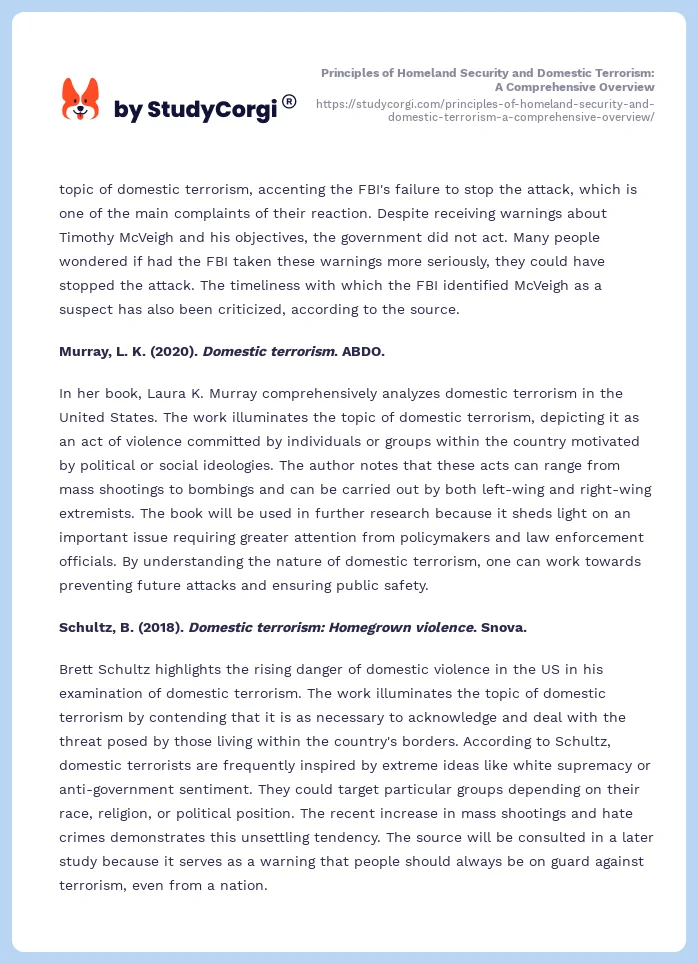 Principles of Homeland Security and Domestic Terrorism: A Comprehensive Overview. Page 2