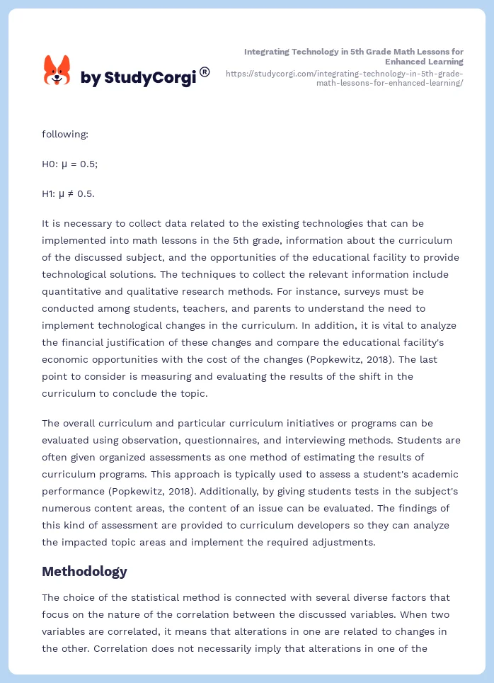 Integrating Technology in 5th Grade Math Lessons for Enhanced Learning. Page 2