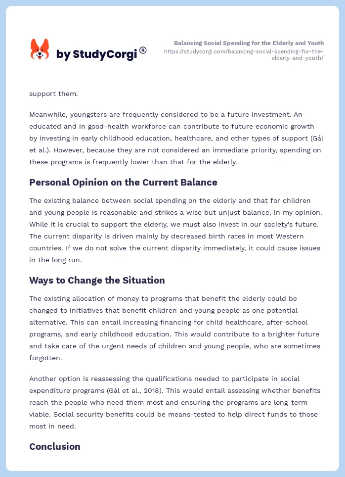 Balancing Social Spending for the Elderly and Youth. Page 2