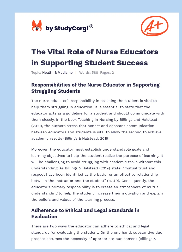 The Vital Role of Nurse Educators in Supporting Student Success. Page 1