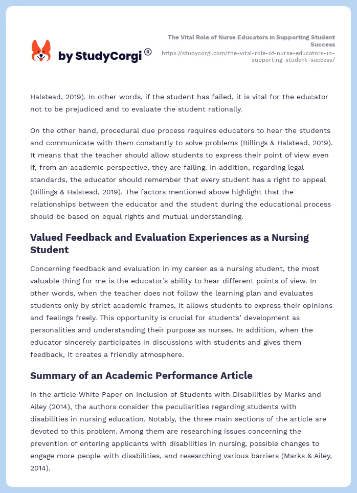 The Vital Role of Nurse Educators in Supporting Student Success. Page 2