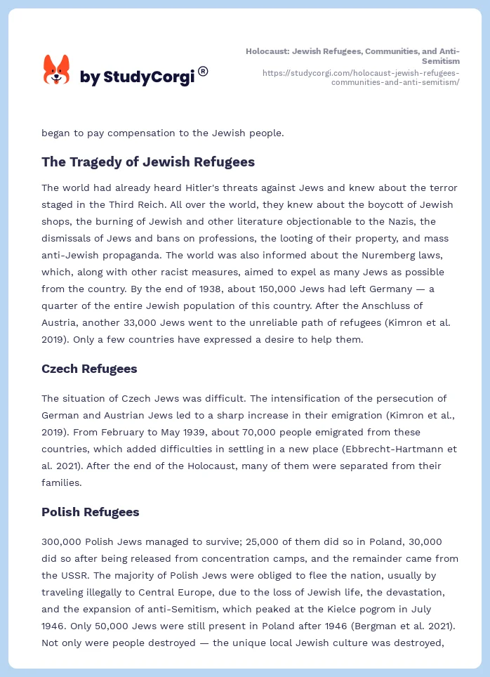 Holocaust: Jewish Refugees, Communities, and Anti-Semitism. Page 2