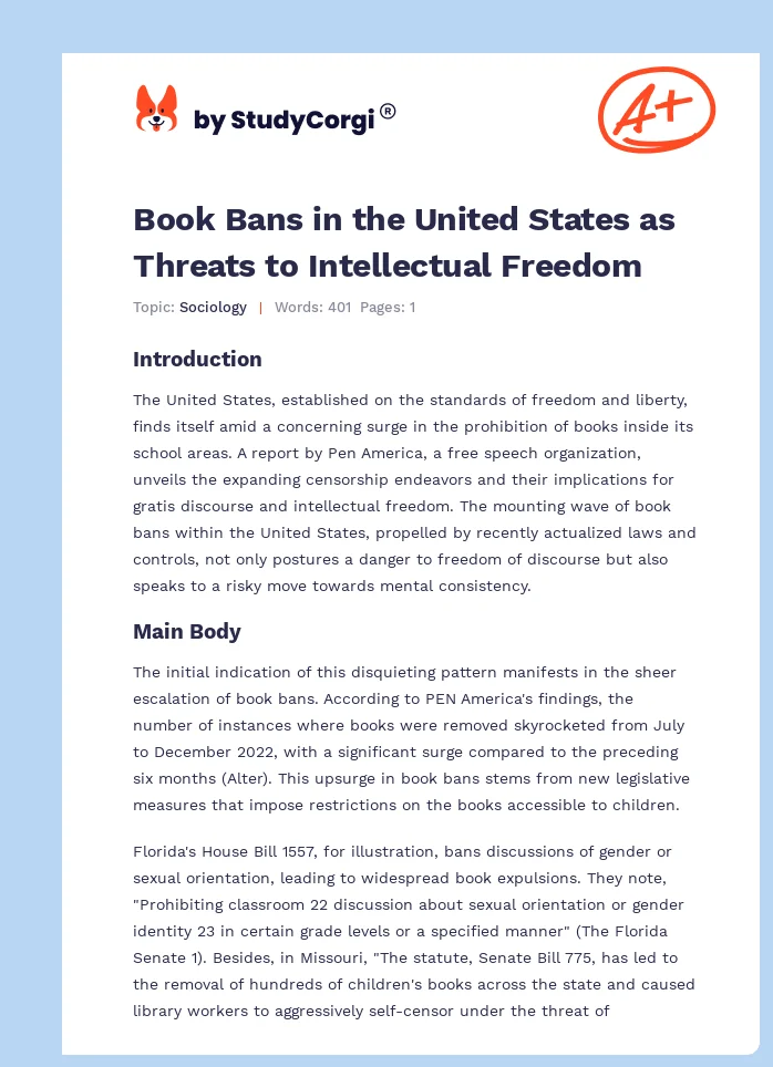 Book Bans in the United States as Threats to Intellectual Freedom. Page 1