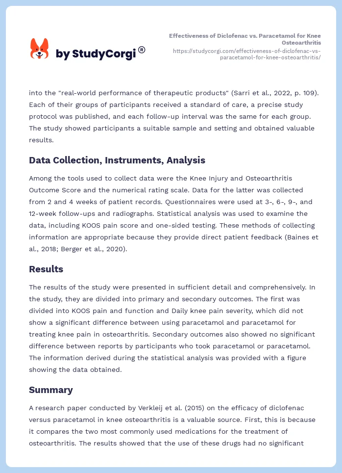 Effectiveness of Diclofenac vs. Paracetamol for Knee Osteoarthritis. Page 2